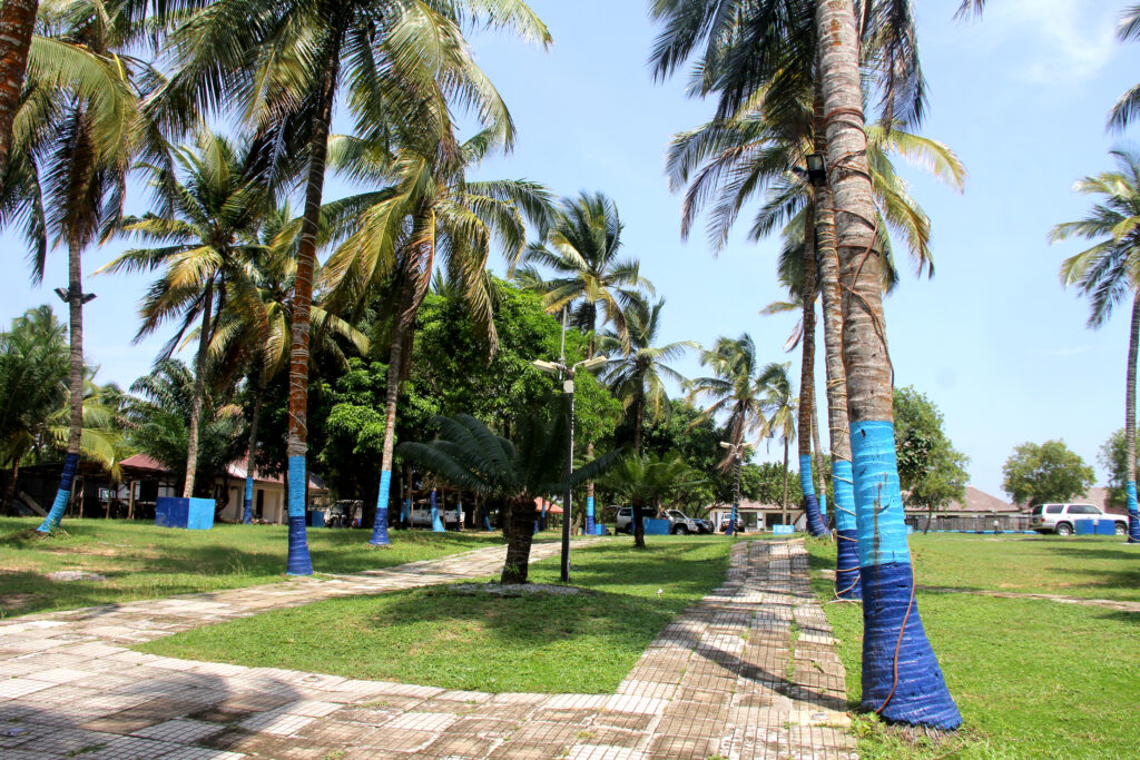 "A picturesque view of Inagbe Grand Resort and Leisure with its serene island setting."
