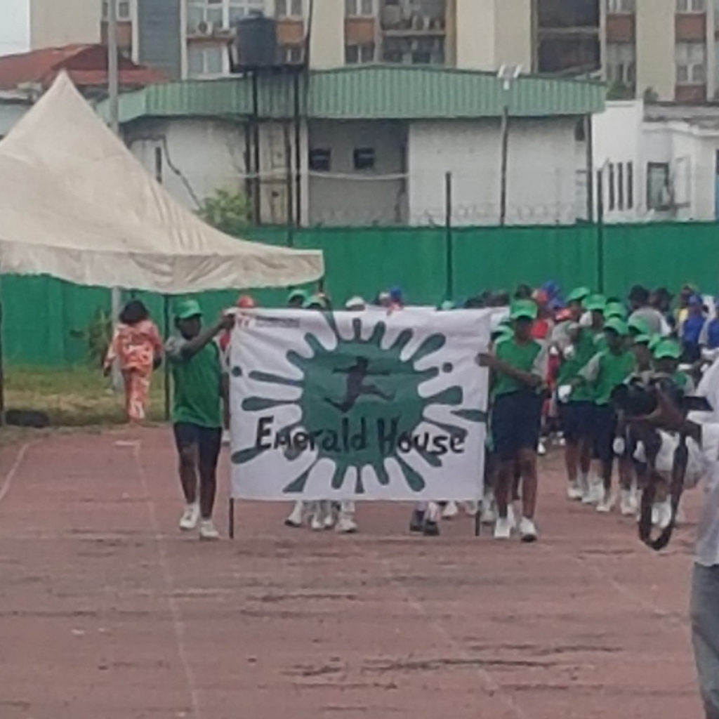 Students and parents at the Pampers Private School 27th Inter-house Sports Competition showcasing vibrant sportsmanship and unity. Emerald House