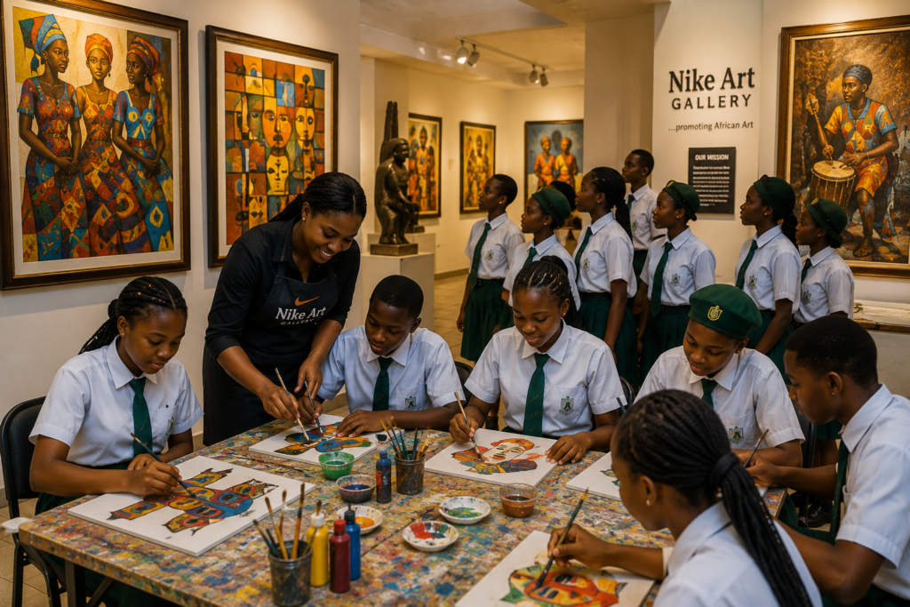 Students visiting Nike Art Gallery in Lagos