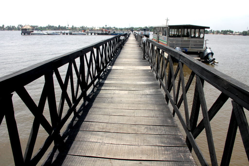 "A picturesque view of Inagbe Grand Resort and Leisure with its serene island setting."