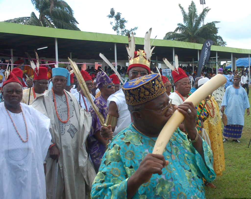 Colorful display of Igbo culture during the Ofala Festival in Nigeria.