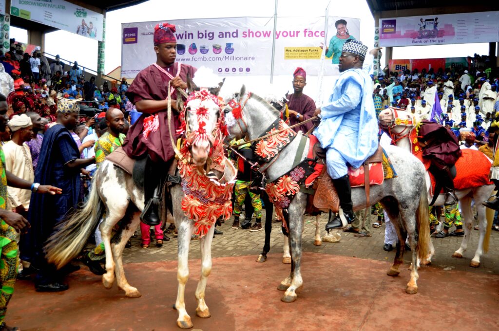 Decorated horses and riders at Ojude Oba Festival in Ijebu-Ode. Tour Africa Mag.