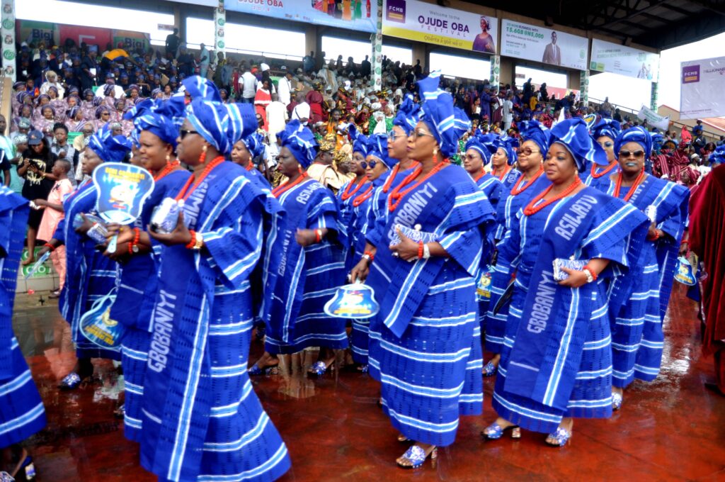 egbe gbobaniyi Asiwaju in colourful Yoruba attire parading at Ojude Oba Festival. Tour Africa Mag