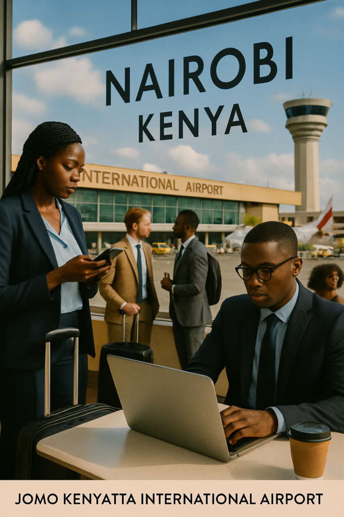 Best African Airports for Business: Executive suite at Nairobi Jomo Kenyatta International Airport with business facilities. Tour Africa Magazine