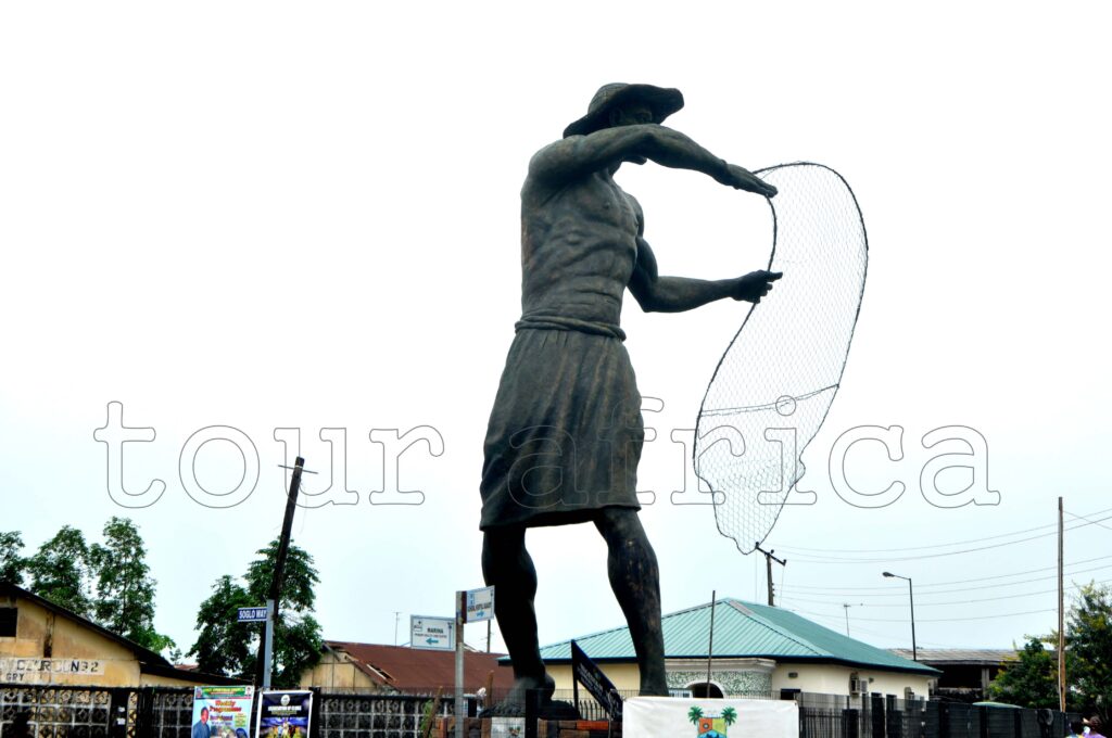 Fisherman statue in Badagry- Depicting fishing as one of the main occupation in Badagry. 