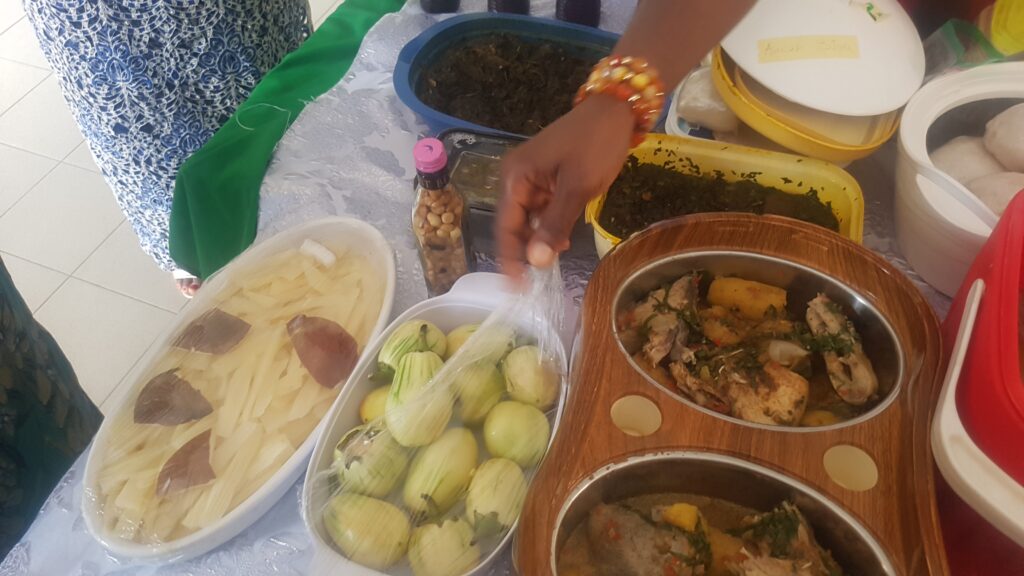 Nigeria's 65th Independence Celebration: Food dispay at the Pampers Private School cultural day celebration. Tour Africa Magazine