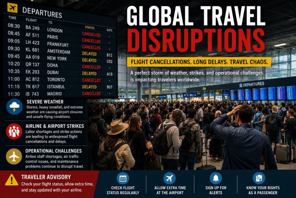 Flight delays and cancellations due to global travel disruptions 2026