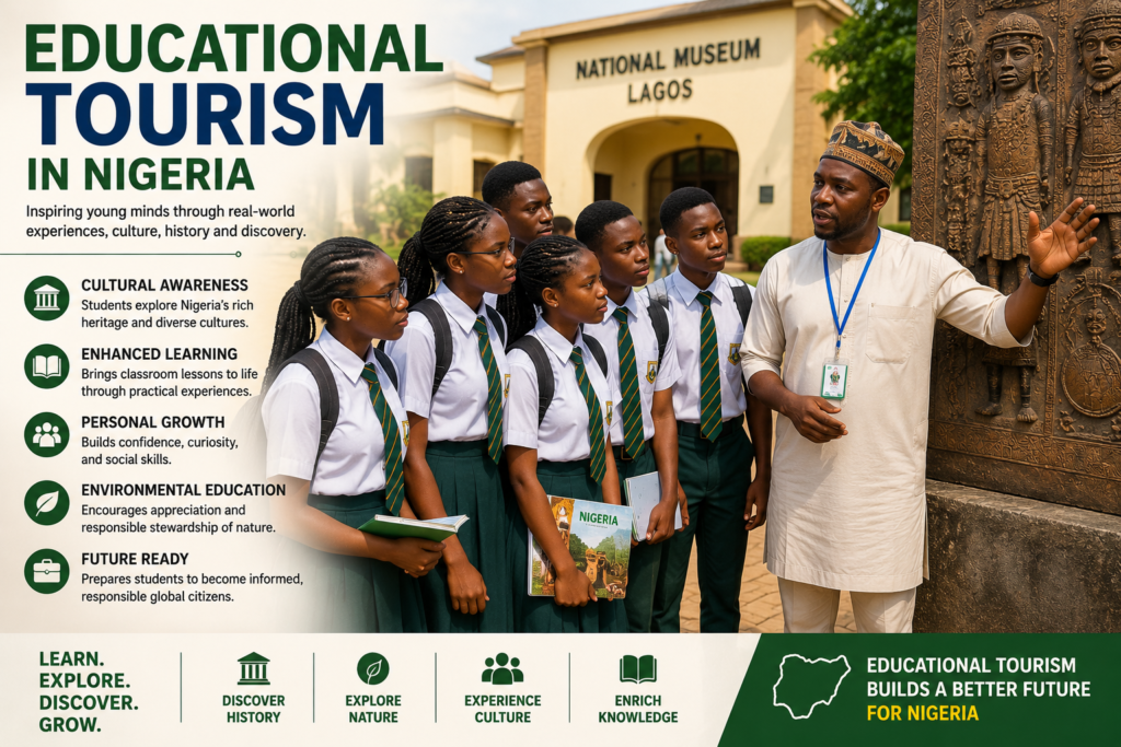 Students participating in educational tourism activities in Nigeria