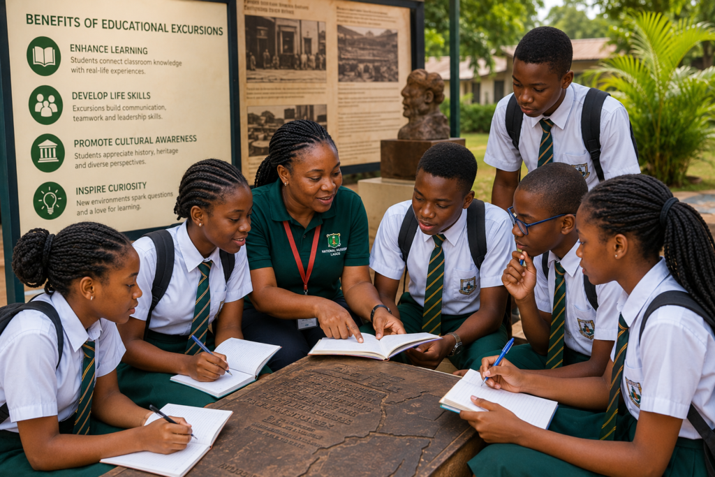 Students collaborating during an educational excur