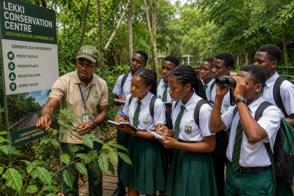 Students exploring a nature reserve during an educational excursion