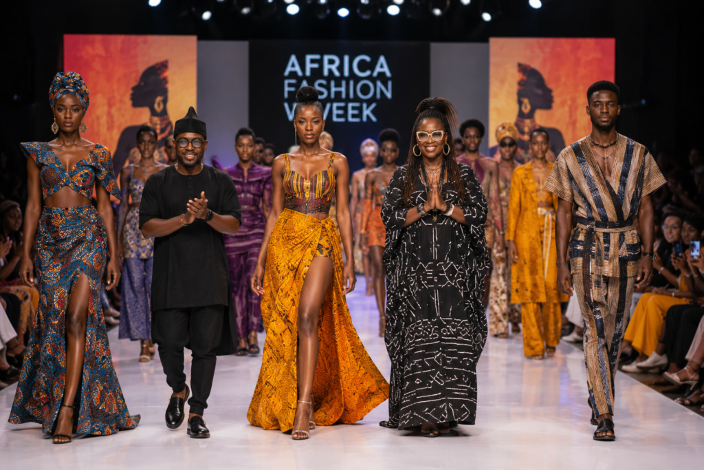African designers presenting contemporary fashion on a runway