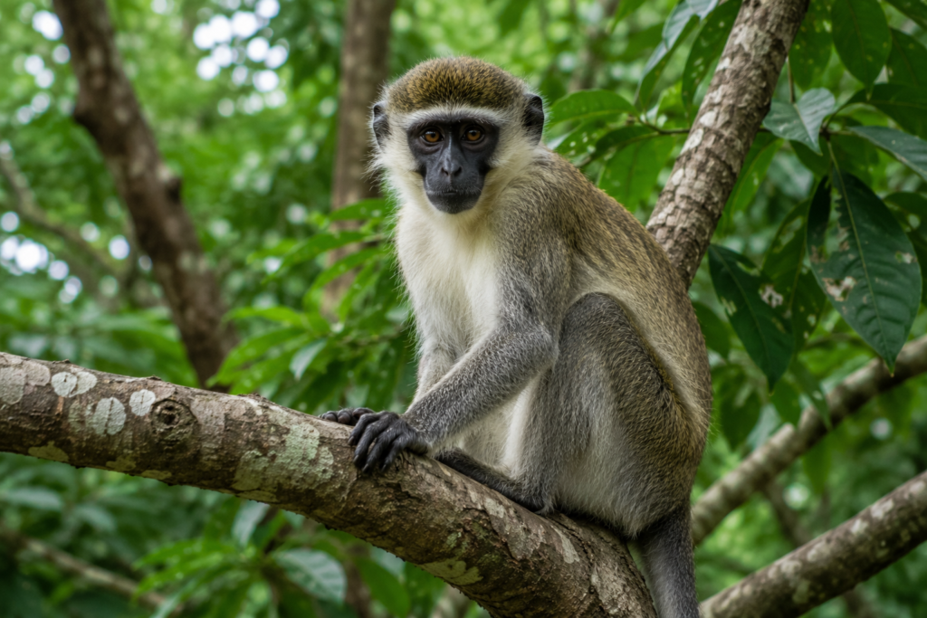 A monkey resting on a tree at Lekki Conservation Centre