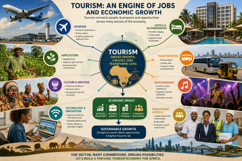 Tourism economic ecosystem connecting jobs businesses and industries in Africa